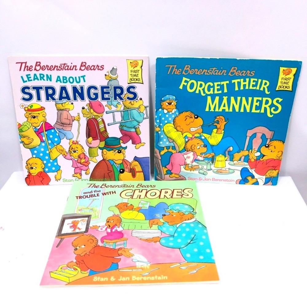VTG Berenstain Bears Book Lot 3 Strangers Manners Chores First Time Books Kids
